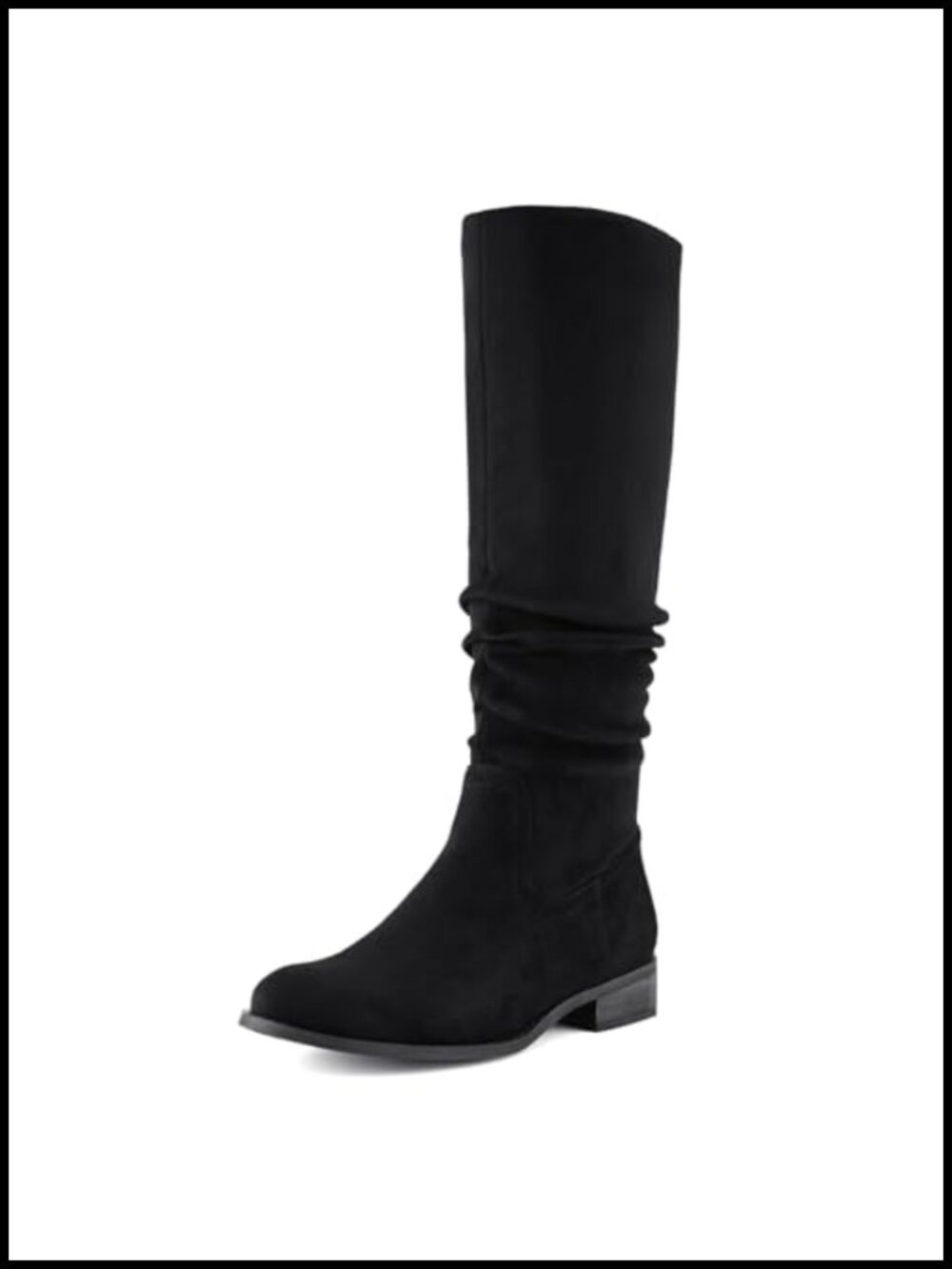 Women's Knee High Slouch Boots Faux Suede Pointed Toe Low Heel